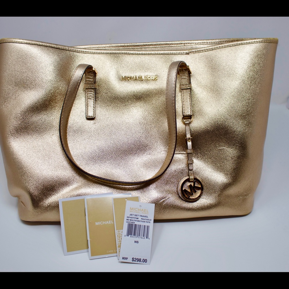 MICHAEL KORS JetSet Travel Multifunction Tote Gold